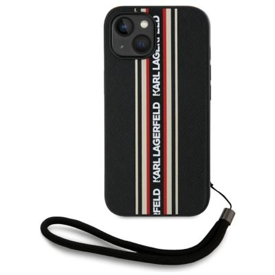 Etui Karl Lagerfeld Saffiano Athleisure Stripes Cord na iPhone 15 - czerwone
