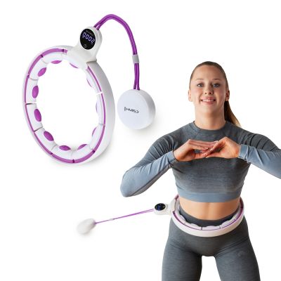 2. HHM17 HULA HOP WHITE/VIOLET Z MAGNESAMI I OBCIĄŻNIKIEM + LICZNIK HMS