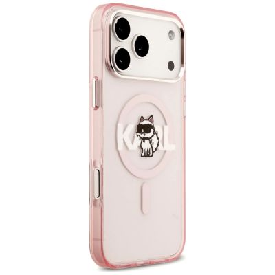 4. Etui Karl Lagerfeld IML Choupette Sketch Logo MagSafe na iPhone 17 Pro Max - różowe