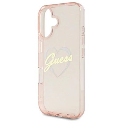 6. Etui Guess IML Heart na iPhone 16 - różowe