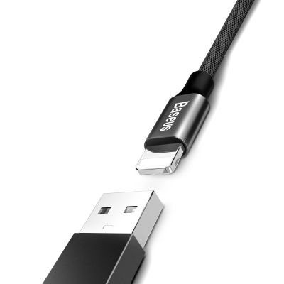 4. Baseus Yiven kabel przewód w materiałowym oplocie USB / Lightning 1,8M czarny (CALYW-A01)