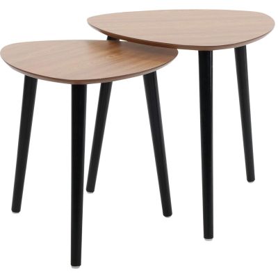 2. STOLIK KAWOWY Z 3 NOGAMI BLAT DREWNIANY ZESTAW 2SZT