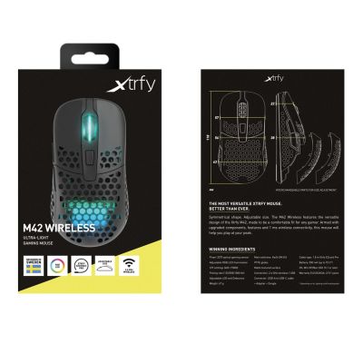 21. CHERRY XTRFY M42 RGB myszka Gaming Oburęczny RF Wireless + USB Type-C Optyczny 19000 DPI