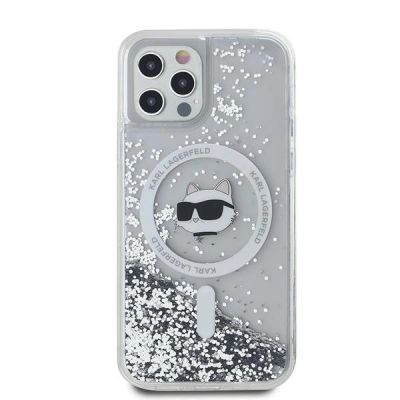 3. Etui Karl Lagerfeld Liquid Glitter Choupette Head MagSafe na iPhone 12 / 12 Pro - przezroczyste