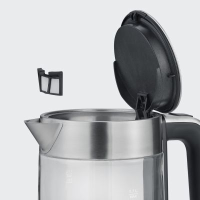 7. SEVERIN CZAJNIK ELEKTRYCZNY SZKŁO-STAL, 1,7L, ZAKRYTA GRZAŁKA, KONTROLER STRIX, WNĘKA NA PRZEWÓD, WSKAŹNIK WODY, 2200W WK3420