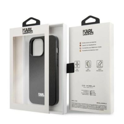 8. Etui Karl Lagerfeld Saffiano Plaque na iPhone 13 Pro / iPhone 13 - czarne