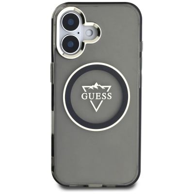 3. Etui Guess IML Metal Mountain Logo MagSafe na iPhone 16 - czarne