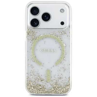 3. Etui Guess Resin Bottom Glitter MagSafe na iPhone 18 Pro / 17 Pro - złote