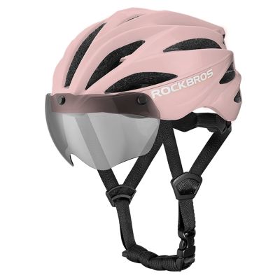 12. Kask rowerowy Rockbros z szybką, odpinane okulary z ochroną UV, unisex - brązowy