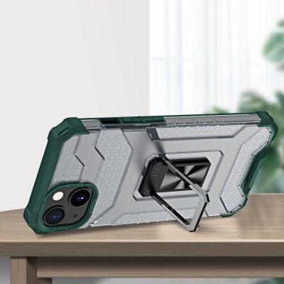 3. Crystal Ring Case pancerne hybrydowe etui pokrowiec + magnetyczny uchwyt iPhone 13 mini zielony