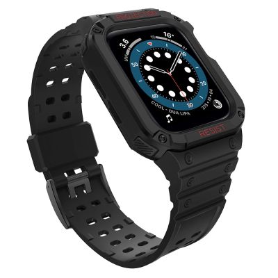 Pasek z etui ochronnym Protect Strap Band do Apple Watch 38 / 40 / 41 mm opaska obudowa pancerna - czarny