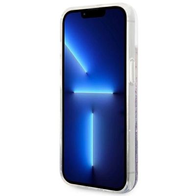 5. Etui Guess Flower Liquid Glitter na iPhone 14 Plus - fioletowe