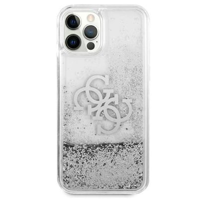 3. Etui Guess 4G Big Liquid Glitter na iPhone 12 Pro Max - srebrne