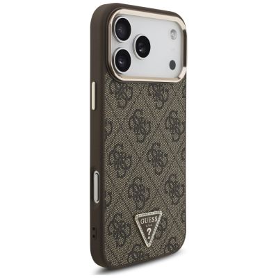 4. Etui Guess 4G Triangle Logo MagSafe na iPhone 17 Pro Max / 18 Pro Max - brązowe