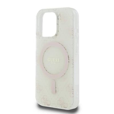 6. Etui Guess IML 4G Background MagSafe na iPhone 16 Pro - białe