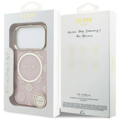 8. Etui Guess IML Peony Dot MagSafe na iPhone 17 Pro - różowe