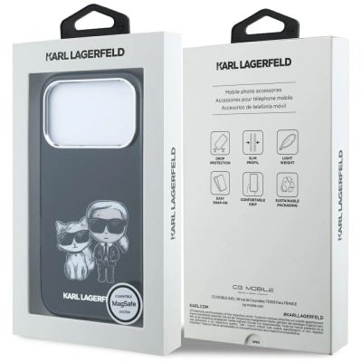 8. Etui Karl Lagerfeld Smooth Karl & Choupette Bodies Sketch MagSafe do iPhone 18 Pro / 17 Pro - czarne