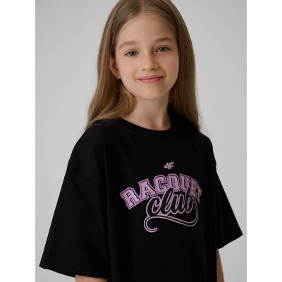 3. T-shirt oversize z nadrukiem dziewczęcy 4F 4FJRAW26TTSHF4242-20S