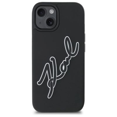 3. Etui Karl Lagerfeld 3D Rubber Signature na iPhone 15 - czarne