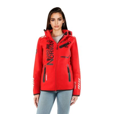 4. Kurtka damska Softshell z kapturem Geographical Norway Reine Red/Black LADY 007 czerwona (WU8187F/GNO-RED-BLACK)/WU8088
