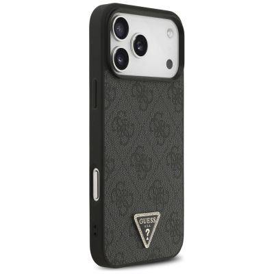 4. Etui Guess Leather 4G Triangle Strass MagSafe na iPhone 17 Pro Max - czarne