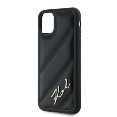 6. Etui Karl Lagerfeld Diagonal Quilted Script na iPhone 11 / Xr - czarne