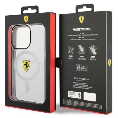 8. Etui Ferrari Outline MagSafe na iPhone 14 Pro Max - przezroczyste
