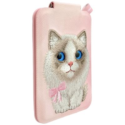 4. Portfel Magnetyczny Nimmy New Big-Eye Cute Pets 2.0 Cat ze stojakiem na telefon - różowe