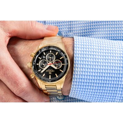 5. Zegarek Męski Giewont Chronograph Sapphire Złoto Czarny GW9140-B4