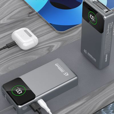 4. Powerbank Dudao K31 Pro 45W 20000mAh z wbudowanym zwijanym kablem USB-C - szary