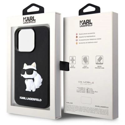 8. Etui Karl Lagerfeld Rubber Choupette 3D na iPhone 14 Pro - czarne