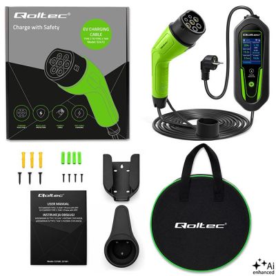 10. Qoltec Ładowarka do samochodu elektrycznego EV i hybryd z regulacją 2w1 Typ2 | 3.5kW | 230V | SCHUKO 16A | Wi-Fi | Tuya | Smart life | LCD |  5m