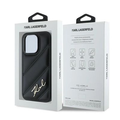 8. Etui Karl Lagerfeld Diagonal Quilted Script na iPhone 13 Pro Max - czarne
