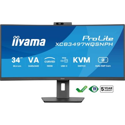 2. Monitor IIYAMA 86,4cm (34") XCB3497WQSNPH-B1 21:9 HDMI+DP+USB-C Webc