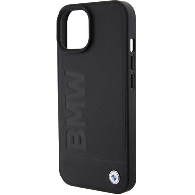 6. Etui BMW Leather Hot Stamp na iPhone 15 Plus - czarne