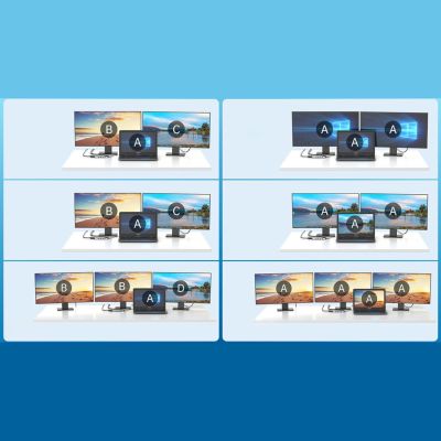 6. Choetech HUB wielofunkcyjny z wyświetlaczem 12w1 USB-C do 1xUSB-C/4xUSB-A/2xHDMI/1xVGA/1xAUX/czytnik kart pamięci szary (HUB-M26)