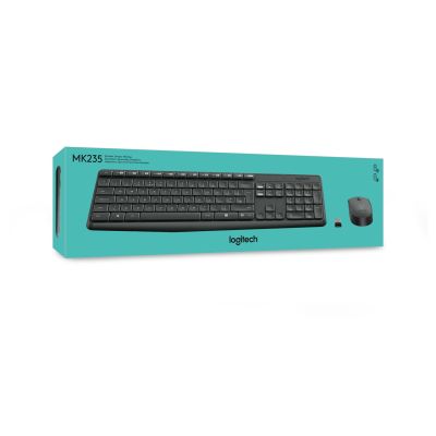 7. Zestaw klawiatura + mysz membranowa Logitech MK235 920-007931 (USB 3.0; kolor szary; optyczna)