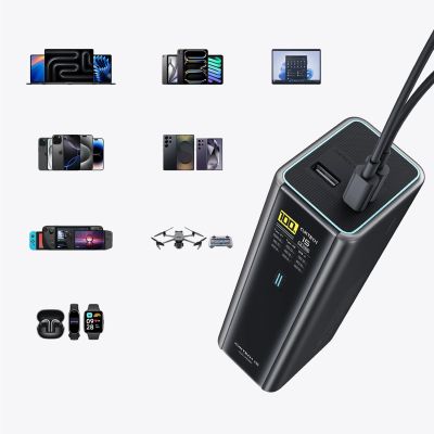 9. Powerbank Cuktech PB200U 210 W 20000 mAh 2x USB-C + USB-A z wyświetlaczem TFT i kablem USB-C 240 W - czarny