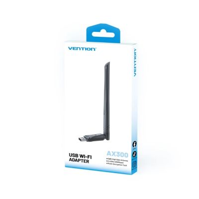 4. Karta sieciowa Vention AX300 USB Wi-Fi 6 2.4GHz z anteną czarny