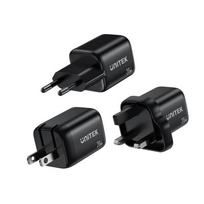 21. UNITEK ŁADOWARKA SIECIOWA 2X GAN USB-C & USB-A 20W CZARNA
