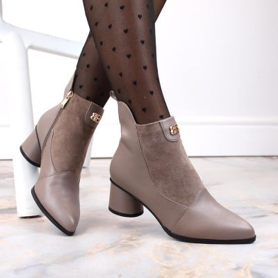 11. Botki na obcasie D&A S.Barski Premium Collection W OLI232B beżowe