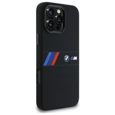 4. Etui BMW Silicone Middle Stripe MagSafe na iPhone 16 Pro Max - czarne