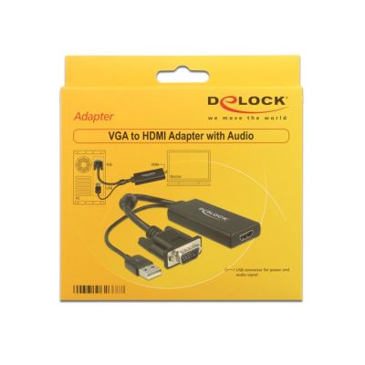 2. DeLOCK 0.25m VGA+USB2.0-A/HDMI 0,25 m VGA (D-Sub) + USB Czarny