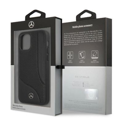 8. Etui Mercedes Leather Perforated Area na iPhone 12 Pro Max - czarne