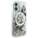 4. Etui Guess Liquid Glitter Flower MagSafe na iPhone 16 - beżowe