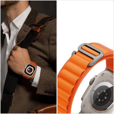 2. Pasek Tech-Protect Nylon Pro na Apple Watch 4 / 5 / 6 / 7 / 8 / 9 / SE / Ultra 1 / 2 (42/44/45/49 mm) - pomarańczowy