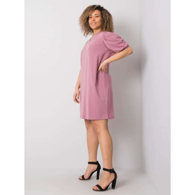 2. Brudnoróżowa sukienka plus size z bawełny (RV-SK-6319.65)