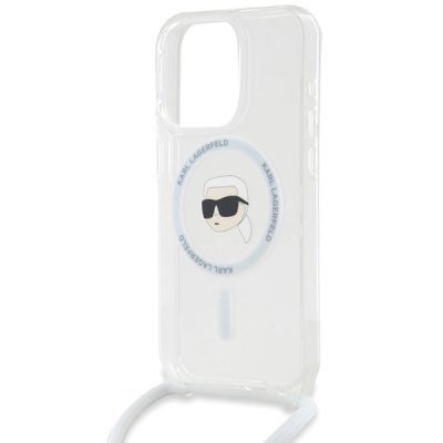 5. Etui Karl Lagerfeld Crossbody IML Karl Head MagSafe na iPhone 15 Pro Max - przezroczyste