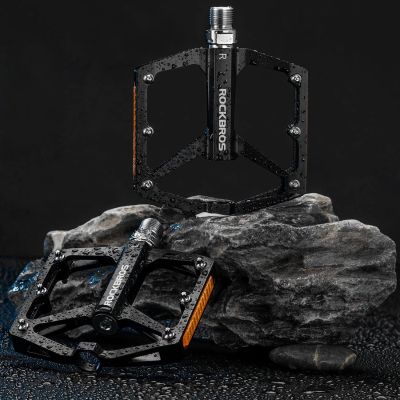 7. Pedały rowerowe Rockbros K371 aluminiowe odblaskowe z uszczelnionymi łożyskami - czarne