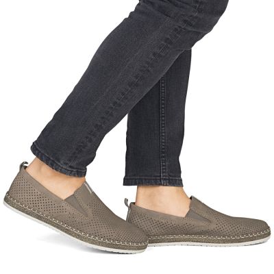 5. Skórzane mokasyny męskie brązowe ażurowe komfortowe Rieker B5286-25